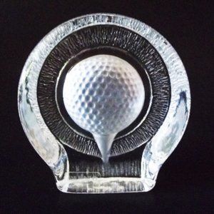 Vintage Nybro Crystal Golf Ball Paperweight Sweden